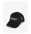 BURBERRY Logo-print leather and mesh snapback cap