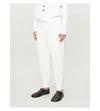 ANN DEMEULEMEESTER Pinstriped slim-fit straight cotton and linen-blend trousers
