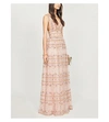 COSTARELLOS FLORAL-EMBROIDERED TULLE MAXI DRESS
