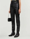 THE KOOPLES FAUX-LEATHER HIGH-RISE STRETCH-JERSEY TROUSERS,R00048478