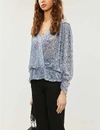 ZADIG & VOLTAIRE TORI JACQUARD-PRINT SILK AND VELVET BLOUSE,R00007649