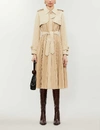 Sandro Pleated Trench Coat With Belt In Beige