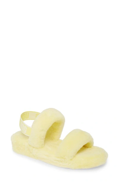 Ugg Yellow Fluff Yeah Shearling Sandals In Margarita/green