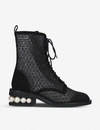 NICHOLAS KIRKWOOD Casati pearl-embellished mesh boots,R00006171