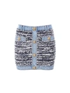 BALMAIN BALMAIN BUTTON EMBELLISHED DENIM TWEED MINI SKIRT