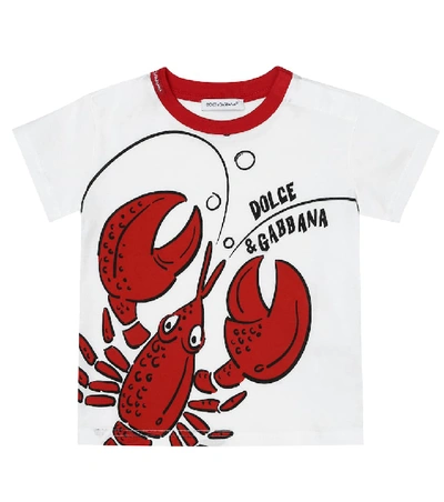 Dolce & Gabbana Babies' Lobster-print Short-sleeved T-shirt In White