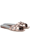 Saint Laurent Women's Tribute Metallic Leather Slides In Pink