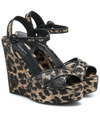 Dolce & Gabbana 90mm Leopard-print Wedge Platform Sandals In Multicoloured