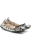 TOD'S SNAKE-EFFECT LEATHER BALLET FLATS,P00450176