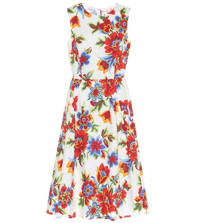 Carolina Herrera Floral-print Cotton-blend Poplin Dress In Multi