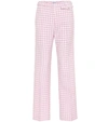 PACO RABANNE CHECKED HIGH-RISE STRAIGHT PANTS,P00438121