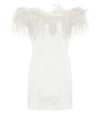 SAINT LAURENT FEATHER-TRIMMED CRÊPE DRESS,P00439418