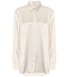 Saint Laurent Embellished Silk Satin Shirt In White