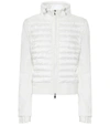 Moncler Paneled Cotton-blend Terry And Quilted Shell Down Hoodie In White