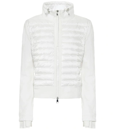 Moncler Paneled Cotton-blend Terry And Quilted Shell Down Hoodie In White