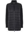 Moncler Quilted Down & Wool Long Cardigan In Black