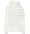 Moncler Raie Horizontal Drawstring Puffer Coat In White