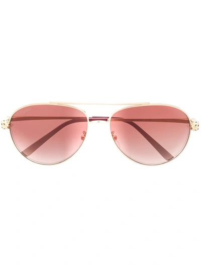 Cartier Panthère De  Pilot-frame Sunglasses In Gold