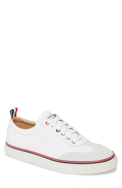 Thom Browne Rubberized Leather Low-top Trainers In White