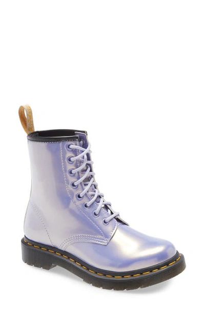 Dr. Martens' '1460 W' Boot In Purple Opaline Faux Patent