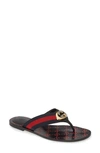Gucci Web Stripe Thong Sandals In Black
