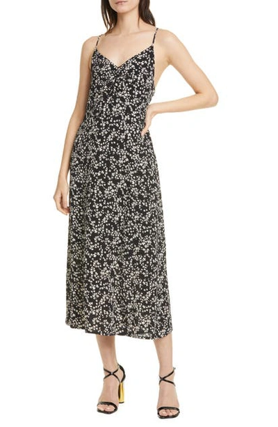 Baum Und Pferdgarten Asta Recycled Polyester Midi Dress In Black Ditsy Floral