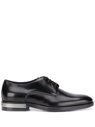 Balmain Metal-plaque Leather Derby Shoes In Black