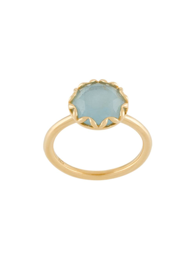 Astley Clarke Paloma 18ct Yellow-gold Plated Milky Aqua Quartz Ring In Blue