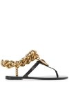 DOLCE & GABBANA CHAIN DETAIL T-BAR FLAT SANDALS