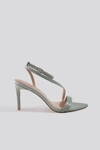NA-KD POINTY SOLE STRAPPY HEELS - GREEN