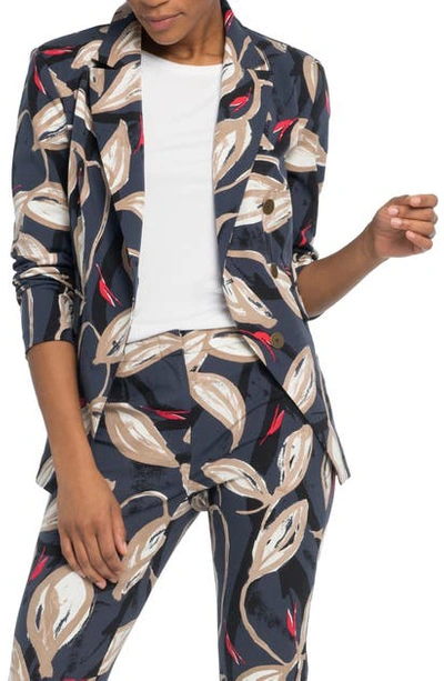 Nic + Zoe Plus Size Budding Print Blazer Jacket In Indigo Multi