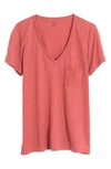 Madewell Whisper Cotton V-neck Pocket Tee In Vintage Quartz