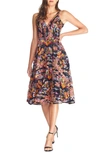 Dress The Population Elisa Sleeveless Embroidered Sequin Fit-&-flare Dress In Papaya Multi