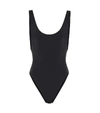 Reina Olga Velvet-effect Scoop-neck Swimsuit In Black