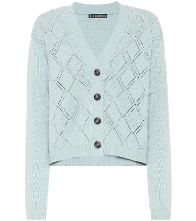 Alexa Chung Faux Pearl-embellished Wool And Cotton-blend Cardigan In Blue