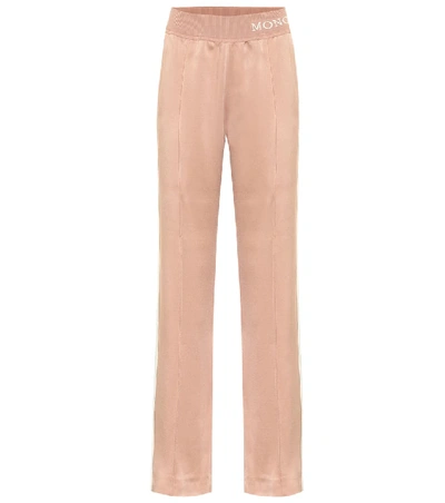 Moncler Logo-waistband Straight Leg Trousers In Pink