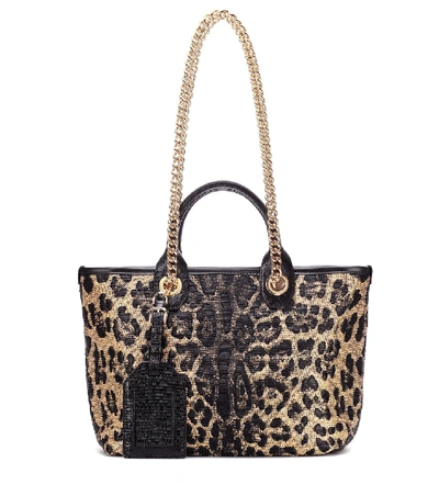 Dolce & Gabbana Kendra Leopard Jacquard Shopper In Beige