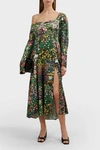 NATASHA ZINKO Off-Shoulder Floral Satin Dress