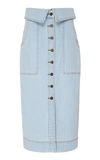 ULLA JOHNSON ANDI FOLDOVER DENIM PENCIL SKIRT,779662