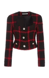 ALESSANDRA RICH WOMEN'S CROPPED CHECKED TWEED JACKET,788295