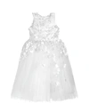 White Label By Zoe Girl's Lauren 3d Flower Embellished Tulle Dress In White