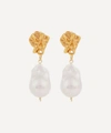 ALIGHIERI GOLD-PLATED THE FRAGMENT OF LIGHT BAROQUE PEARL DROP EARRINGS,000647874