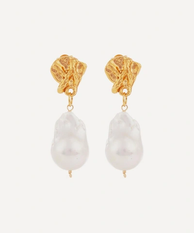 ALIGHIERI ALIGHIERI GOLD-PLATED THE FRAGMENT OF LIGHT BAROQUE PEARL DROP EARRINGS,000647874