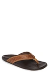 Olukai Hikianalia Flip Flop In Tan/ Dark Java Leather