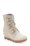 Sorel Joan Of Arctic Ii Waterproof Wedge Boot In Soft Taupe Perforated Suede