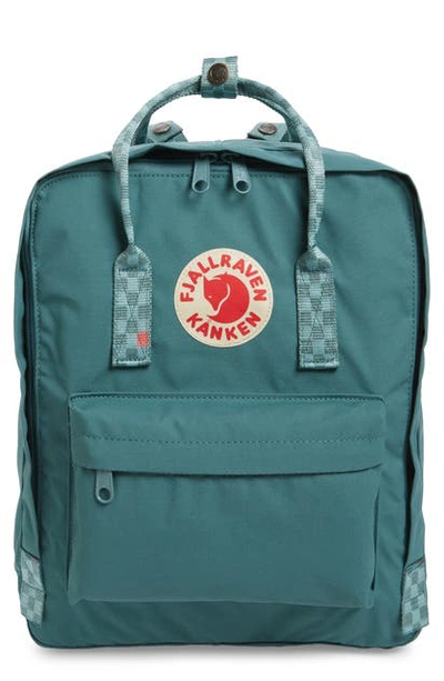 Fjall Raven Kanken Water Resistant Backpack In Frost Green/ Chess Print