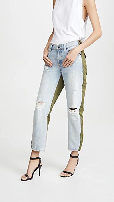 Alexander Wang Slack Mix Pants In Bleach/army Green