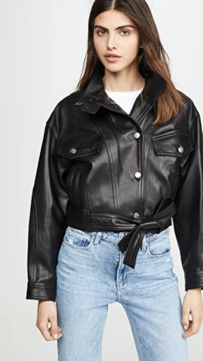 Iro Ormos Leather Trucker Jacket In Black