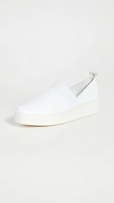 Vince Saxon Napa Leather Slip-on Sneakers In Optic White