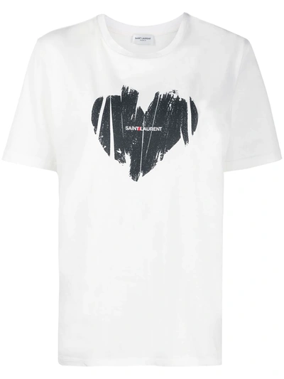 Saint Laurent Printed Cotton-jersey T-shirt In Naturel Noir